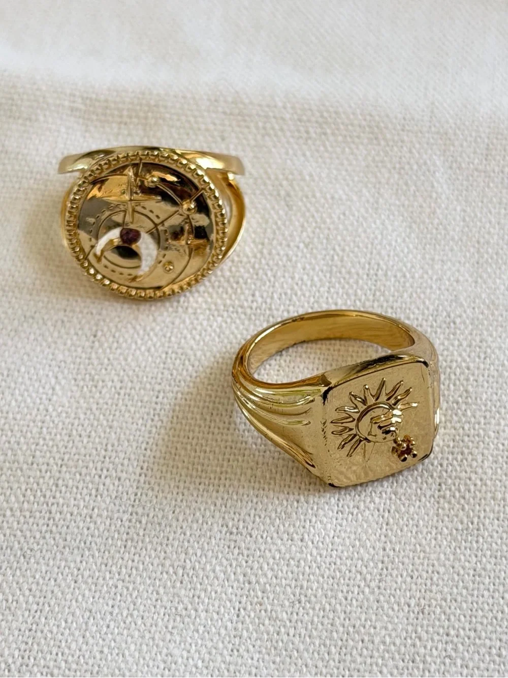 LIKE NEW. Wanderlust+co Birthstone Ring x 2